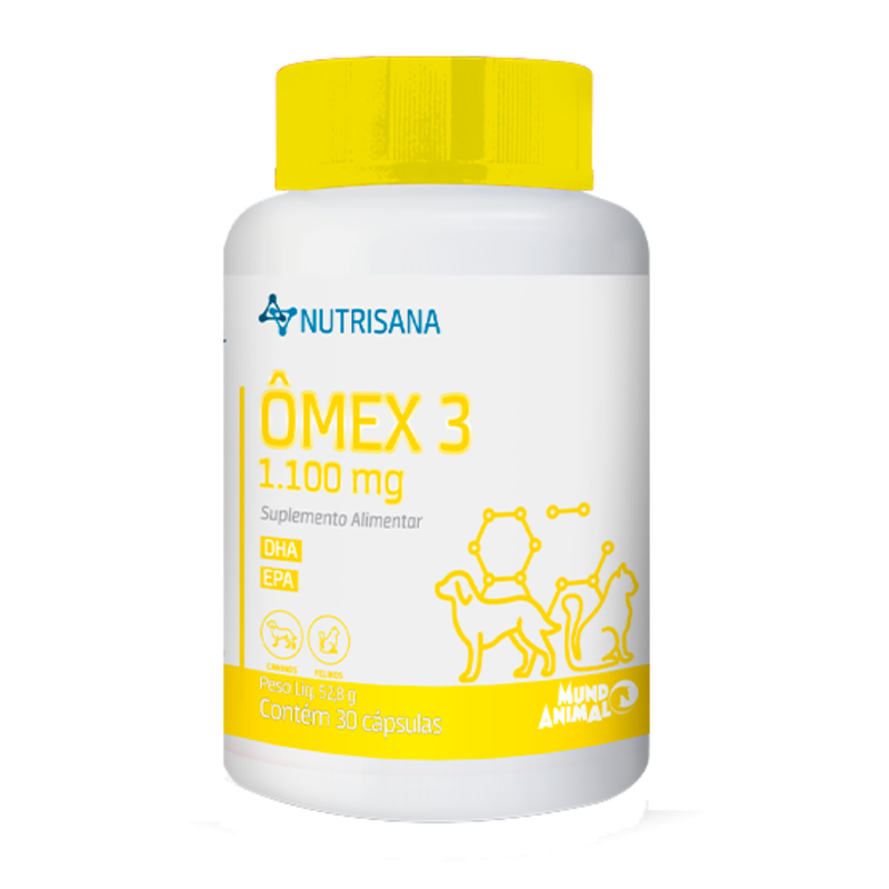 Ômex 3 Nutrisana Suplemento Alimentar Cães e Gatos Mundo Animal 1.100mg 30 Cápsulas