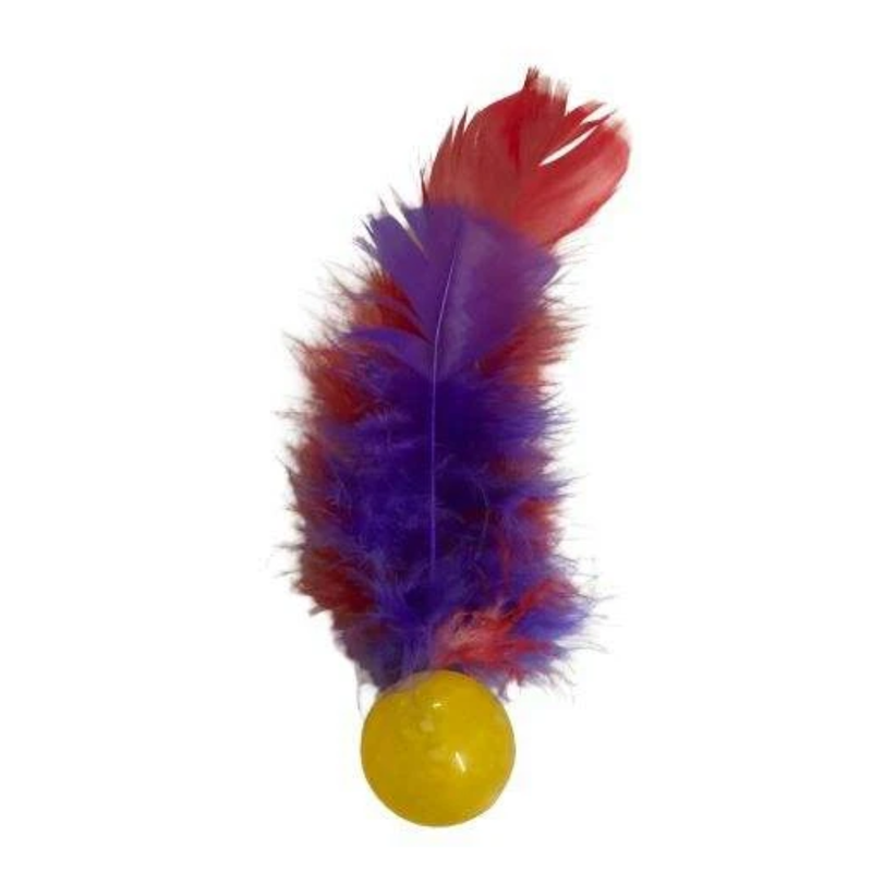 Brinquedo Bolinha de Borracha com Pena Amarela Stillo Pet