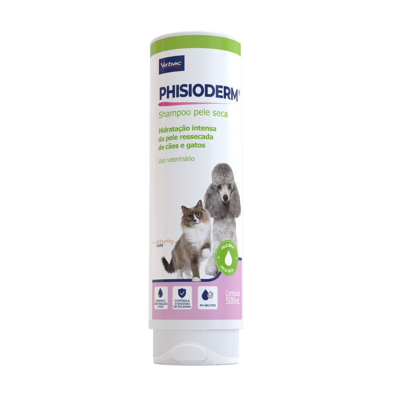 Phisioderm Shampoo Pele Seca Cães e Gatos Virbac 250ml