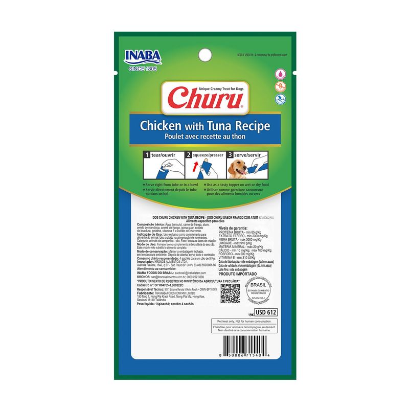 Petisco Churu Frango com Atum para Cães 56 g