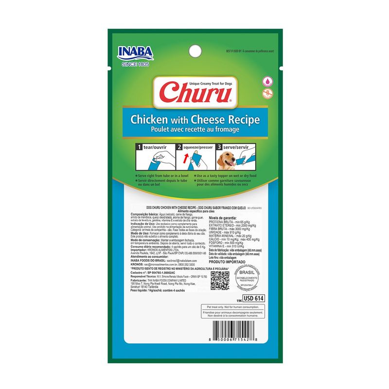 Petisco Churu Frango com Queijo para Cães 56 g