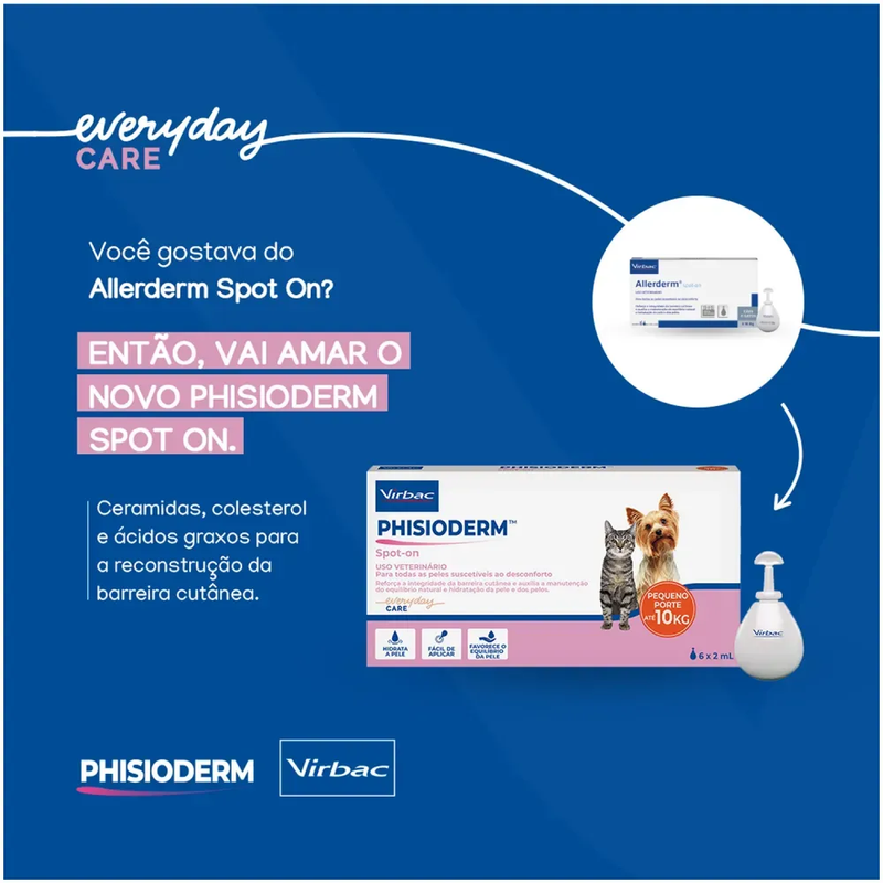 Phisioderm Spot On Cães e Gatos +10kg Virbac 4ml 6 pipetas