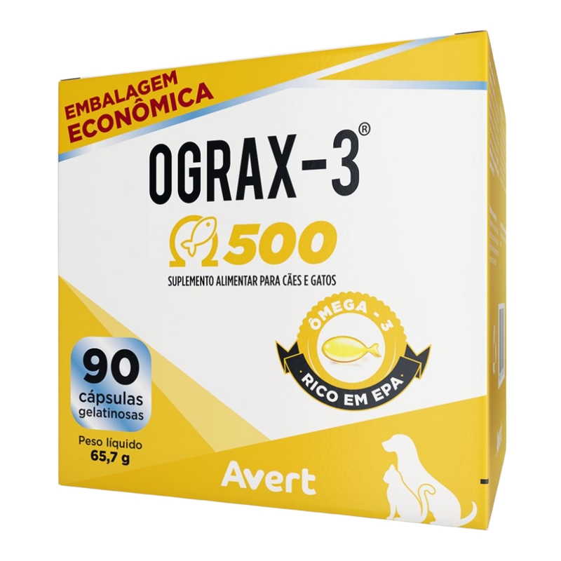 Ograx-3 Suplemento Avert 500mg Cães e Gatos