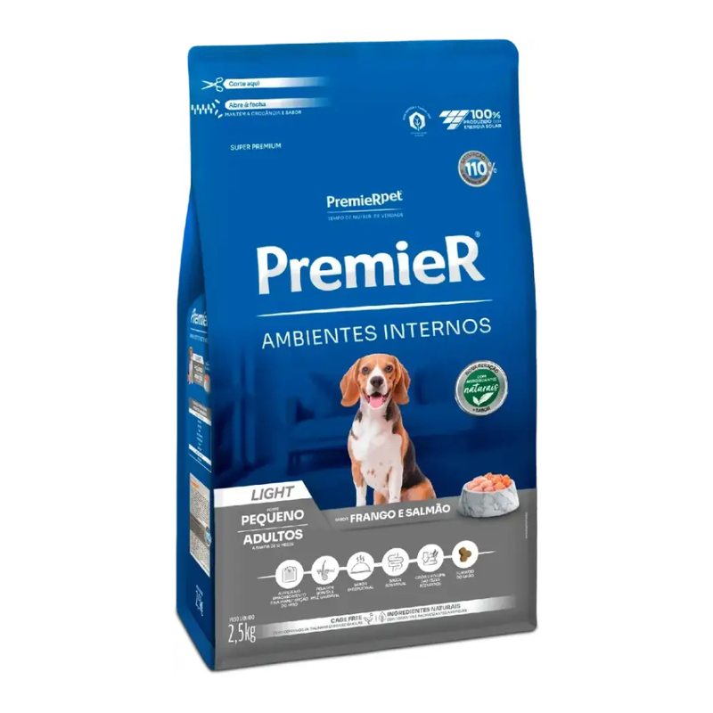 Ração Premier Ambientes Internos Cães Adultos Light 2,5kg