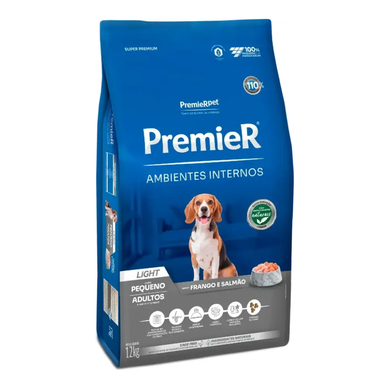 Ração Premier Ambientes Internos Cães Adultos Light 12kg