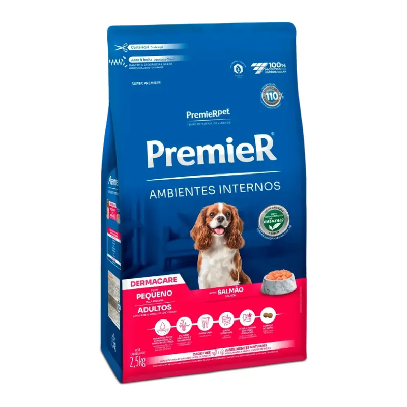 Ração Premier Ambientes Internos Cães Adultos Dermacare 2,5kg