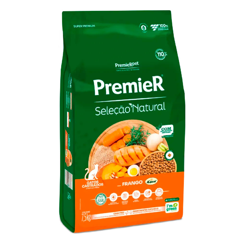 Ração Premier Seleção Natural Gatos Castrados 7,5kg