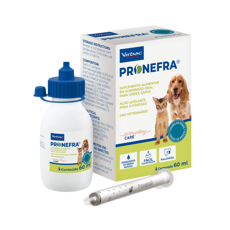 Suplemento Alimentar Pronefra para Cães e Gatos Virbac 60 ml