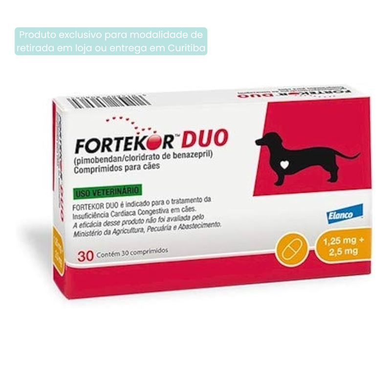 Fortekor Duo 1,25mg/2,5mg Cães Elanco 30 Comprimidos