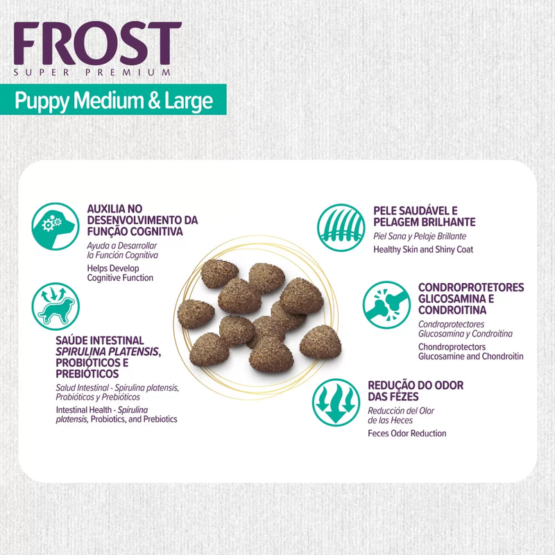 Ração Frost Puppy Medium & Large Cães Filhotes de Médio e Grande Porte 15kg Supra