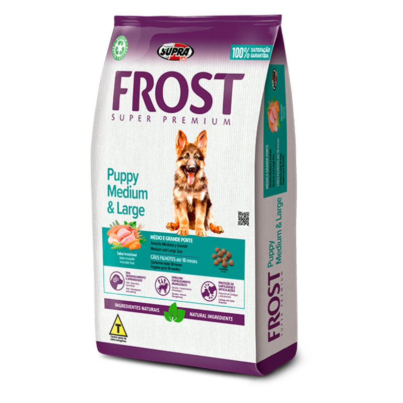 Ração Frost Puppy Medium & Large Cães Filhotes de Médio e Grande Porte 15kg Supra