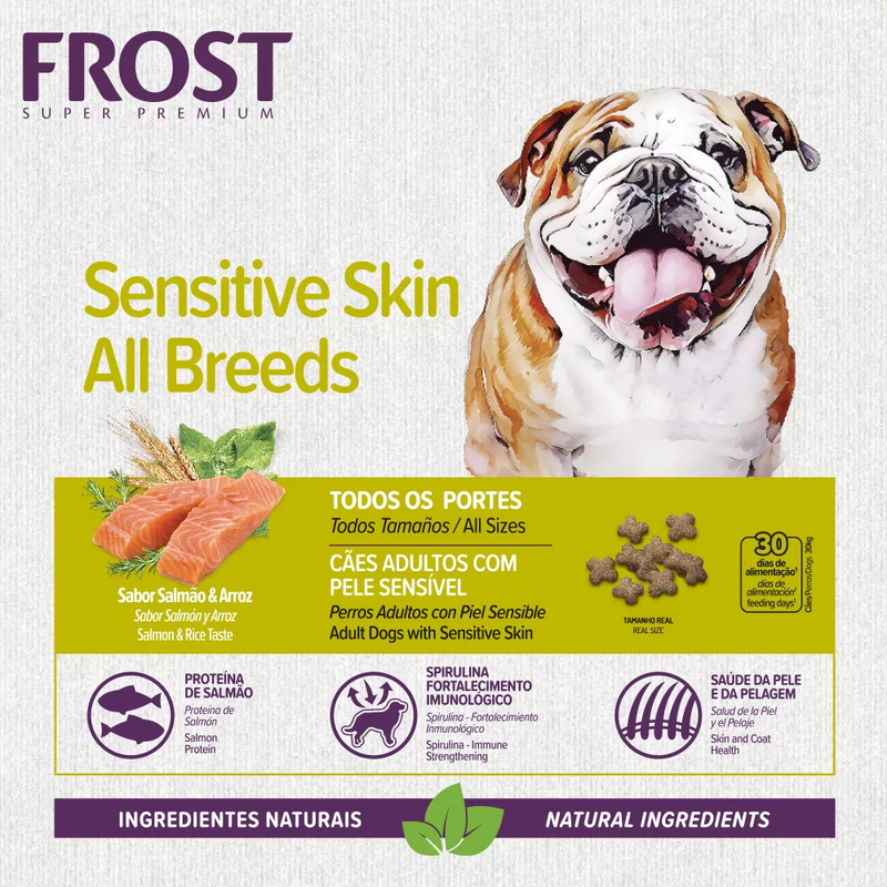 Ração Frost Sensitive Skin All Breeds Cães Adultos Sensíveis 10,1kg Supra