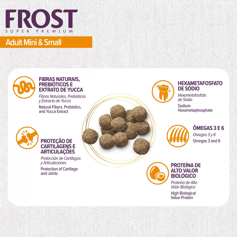 Ração Frost Adult Mini & Small Cães Adultos de Mini e Pequeno Porte 2,5kg Supra