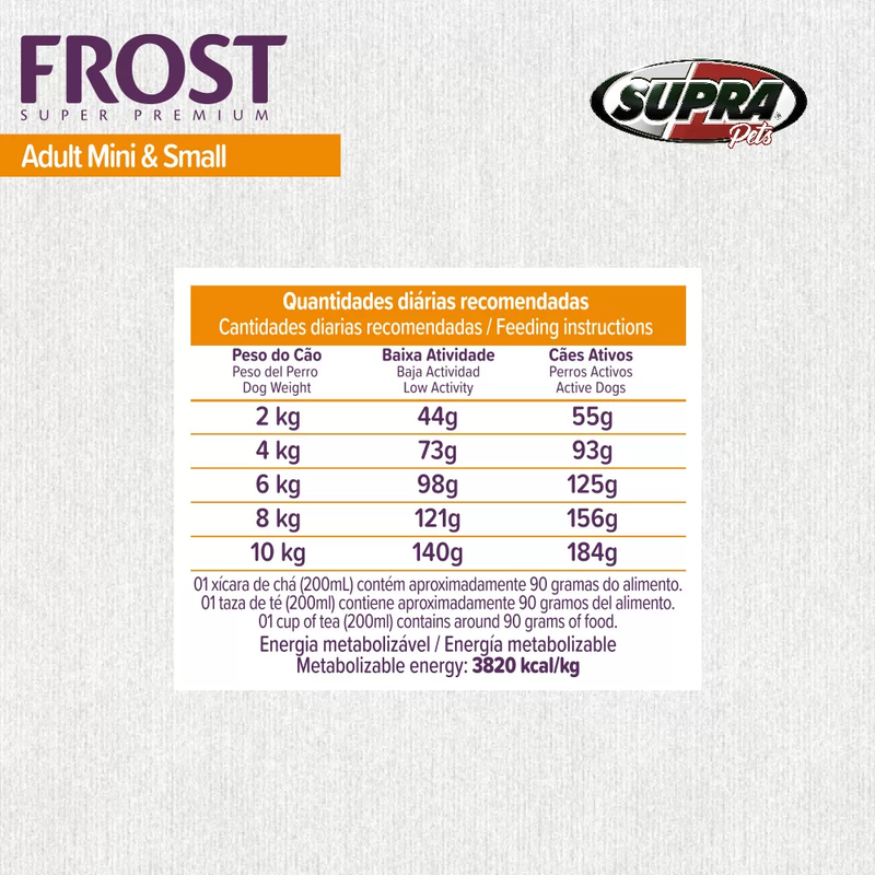 Ração Frost Adult Mini & Small Cães Adultos de Mini e Pequeno Porte 2,5kg Supra