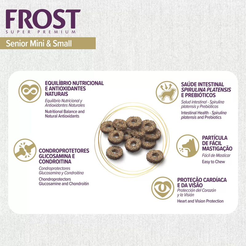 Ração Frost Senior Mini & Small Cães Adultos 7+ de Mini e Pequeno Porte 15kg Supra