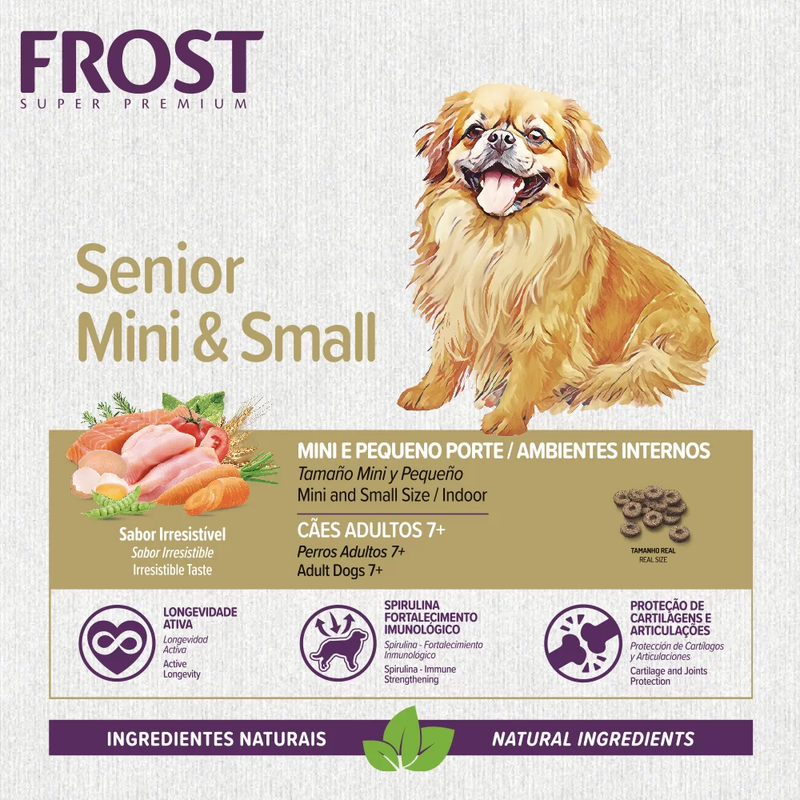 Ração Frost Senior Mini & Small Cães Adultos 7+ de Mini e Pequeno Porte 15kg Supra