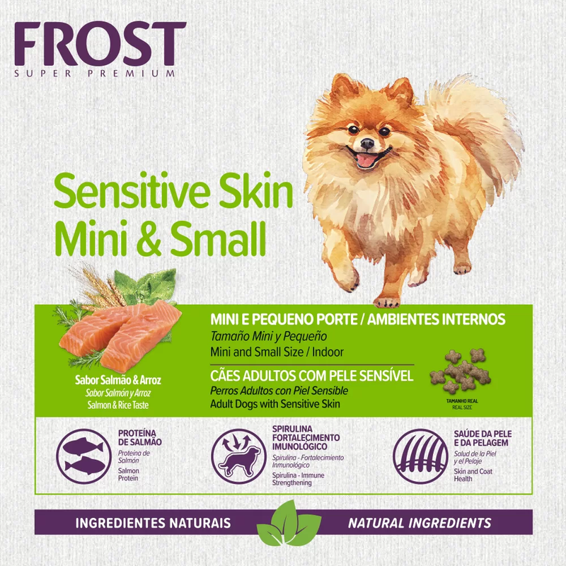 Ração Frost Sensitive Skin Mini & Small Cães Adultos Sensíveis de Porte Mini e Pequeno 1kg Supra