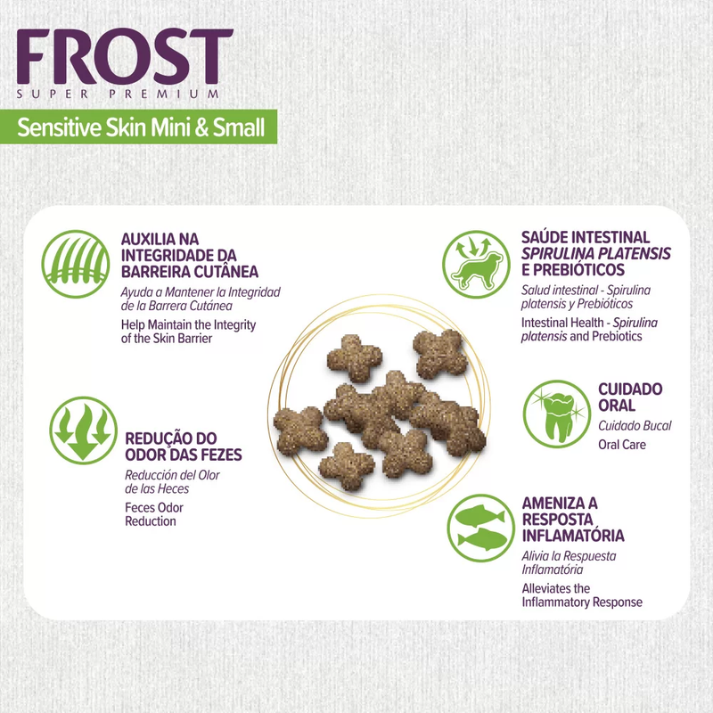 Ração Frost Sensitive Skin Mini & Small Cães Adultos Sensíveis de Porte Mini e Pequeno 1kg Supra