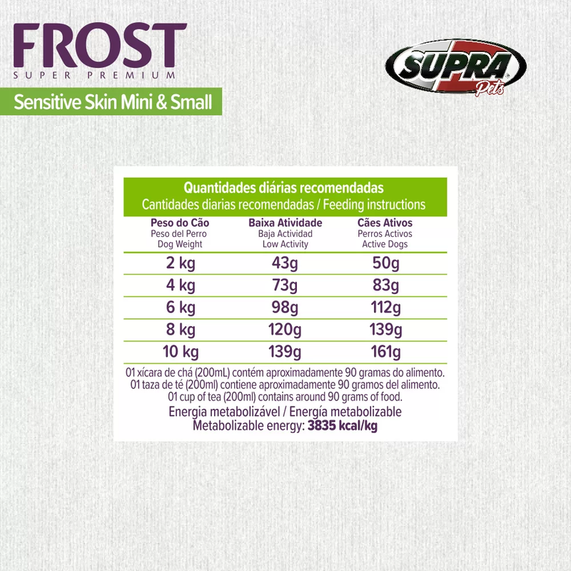 Ração Frost Sensitive Skin Mini & Small Cães Adultos Sensíveis de Porte Mini e Pequeno 2,5kg Supra