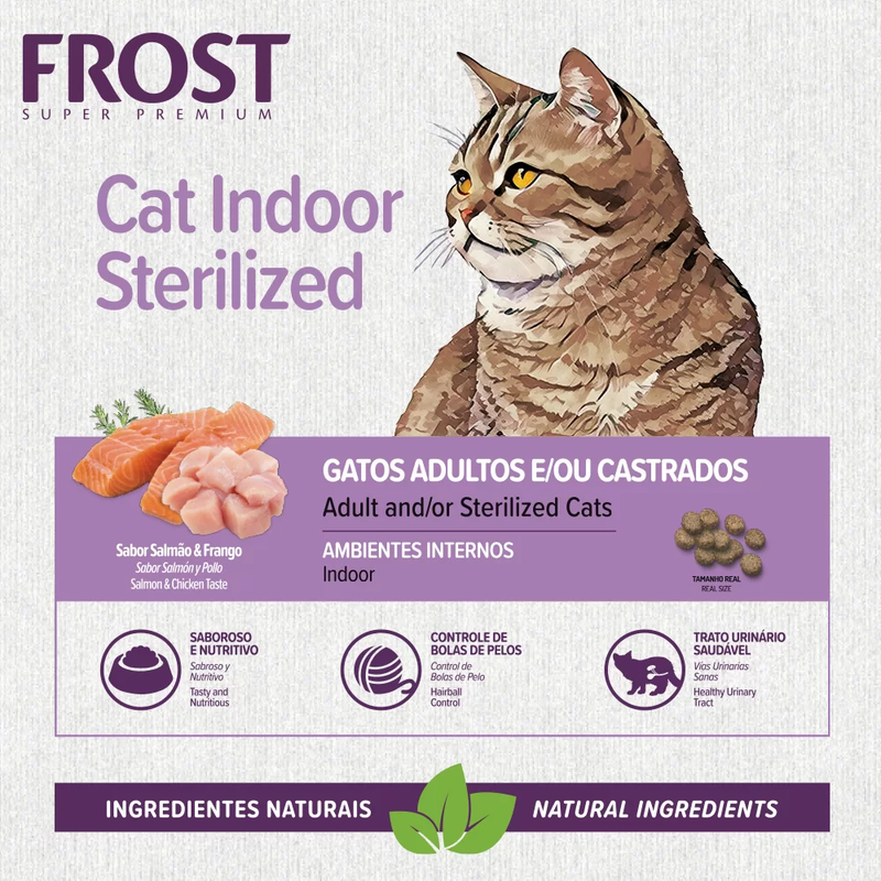 Ração Frost Cat Indoor Sterilized Gatos Adultos e/ou Castrados 1,5kg Supra