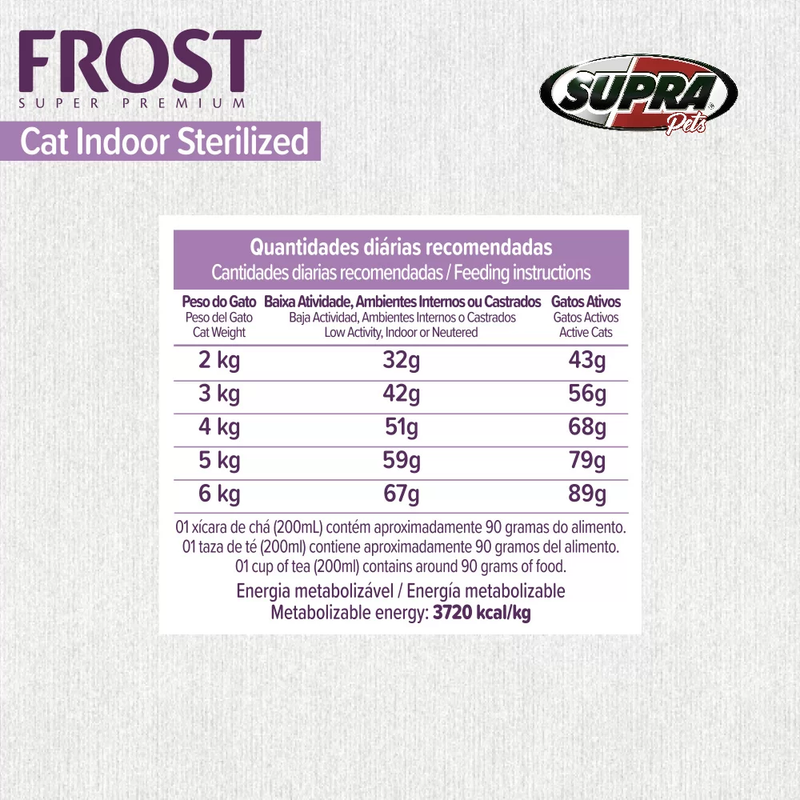 Ração Frost Cat Indoor Sterilized Gatos Adultos e/ou Castrados 1,5kg Supra