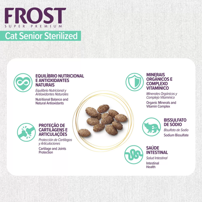 Ração Frost Cat Senior Sterilized Gatos Adultos 7+ e/ou Castrados 1,5kg Supra
