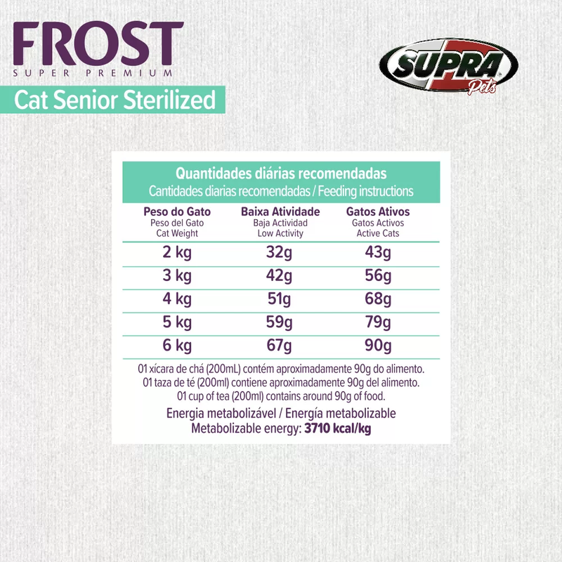 Ração Frost Cat Senior Sterilized Gatos Adultos 7+ e/ou Castrados 1,5kg Supra