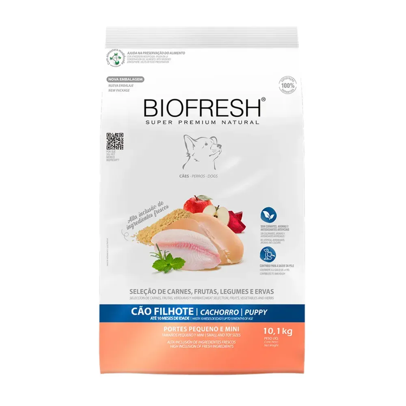 Ração Biofresh Cães Filhotes Raças Pequenas e Minis Mix de Carne, Frutas, Legumes e Ervas Frescas 10,1kg