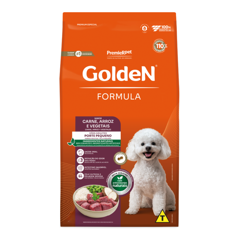 Ração Golden Formula Cães Adultos Pequeno Porte Carne e Arroz 12kg