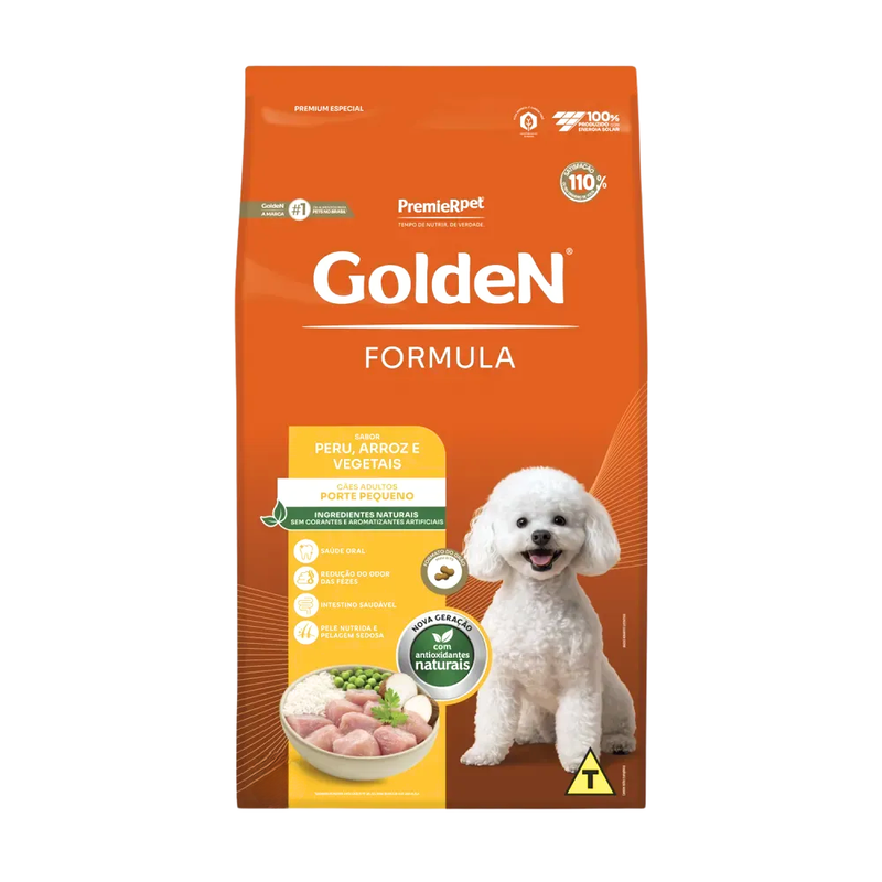 Ração Golden Formula Cães Adultos Pequeno Porte Peru e Arroz 1kg