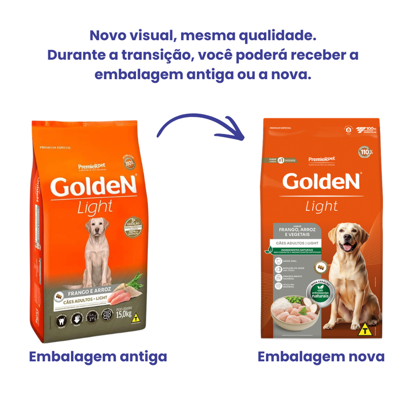 Ração Golden Formula Cães Adultos Light 15kg