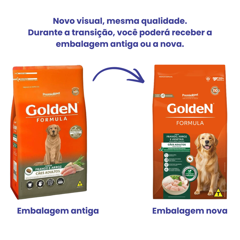 Ração Golden Formula Cães Adultos Frango e Arroz 15kg
