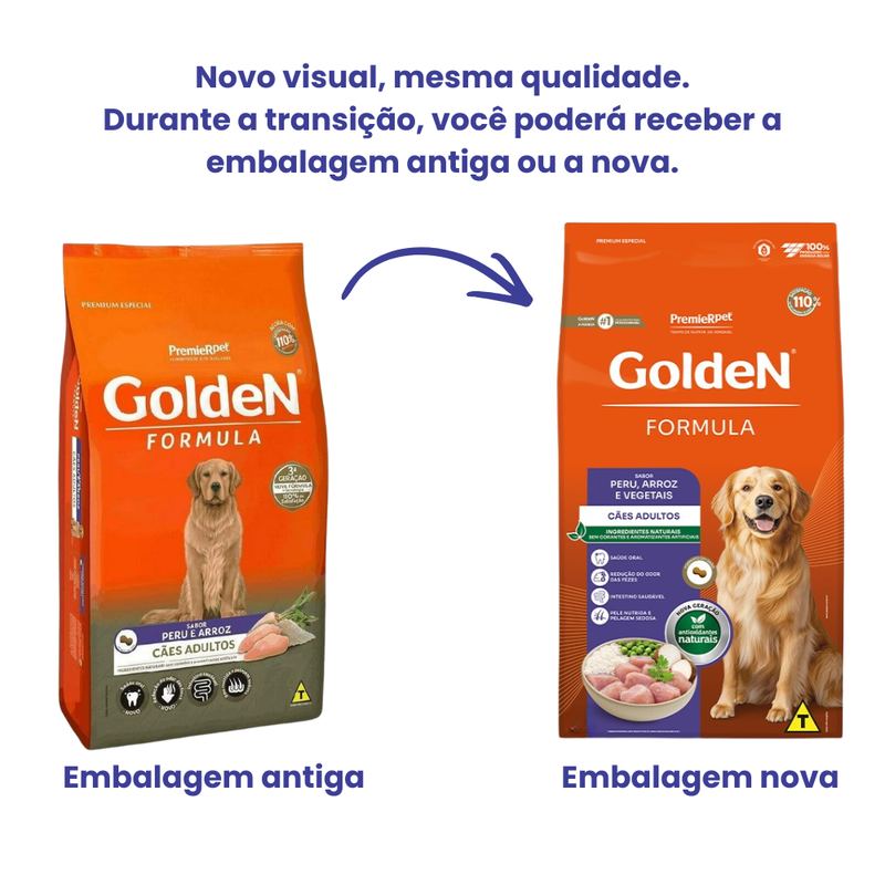 Ração Golden Formula Cães Adultos Peru e Arroz 15kg