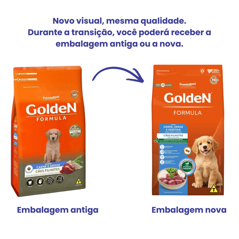 Ração Golden Formula Cães Filhotes Carne e Arroz 15kg