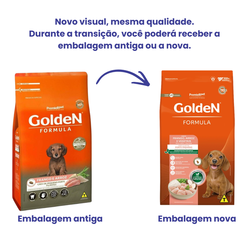 Ração Golden Formula Cães Filhotes Pequeno Porte Frango e Arroz 1kg