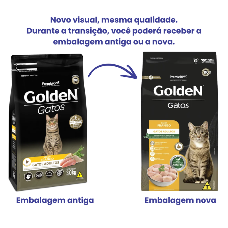 Ração Golden Gatos Adultos Frango 10,1kg
