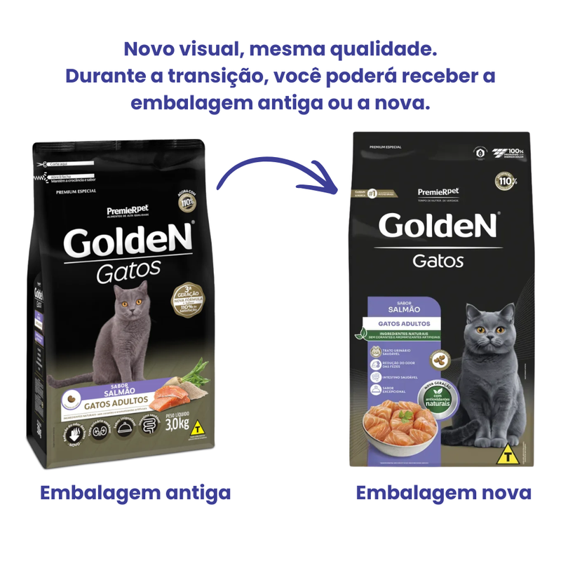 Ração Golden Gatos Adultos Salmão 3kg
