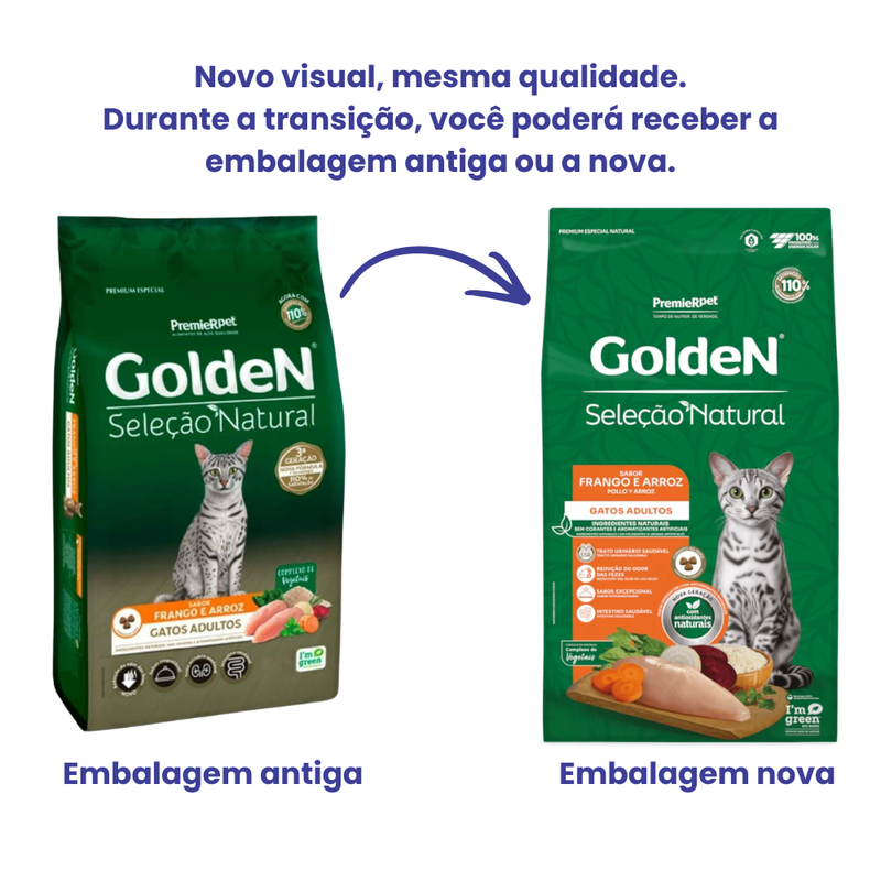 Ração Golden Seleção Natural Gatos Adultos 1kg