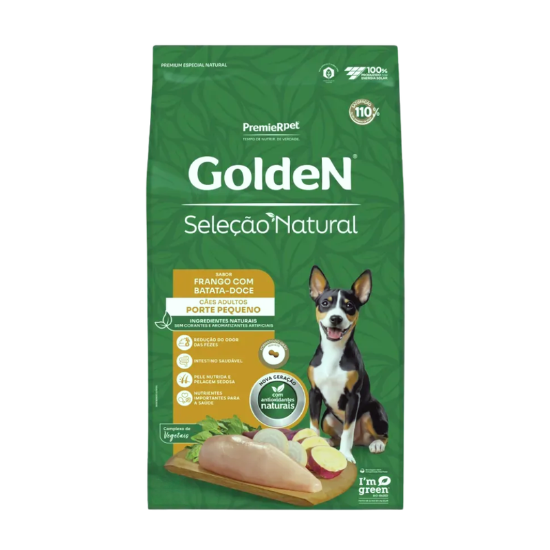Ração Golden Seleção Natural Cães Adultos Porte Pequeno Frango e Batata-doce 10,1kg