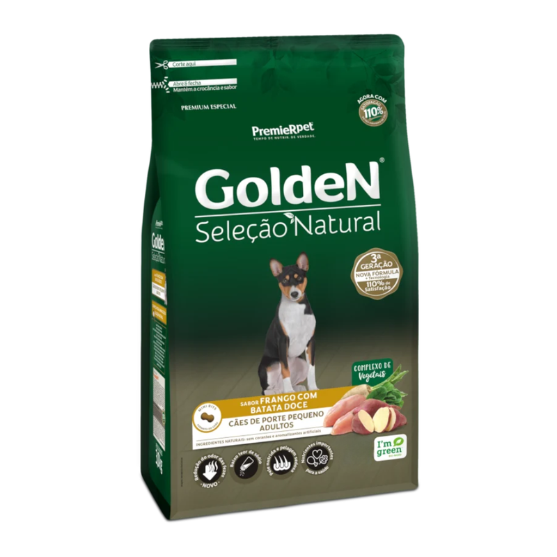 Ração Golden Seleção Natural Cães Adultos Porte Pequeno Frango e Batata-doce 10,1kg