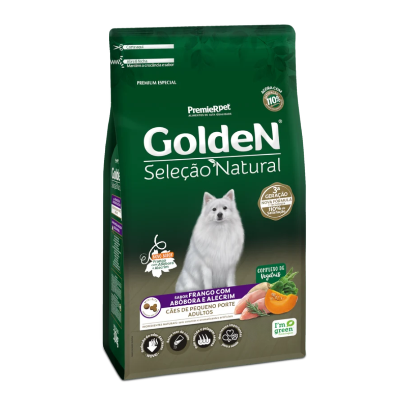 Ração Golden Seleção Natural Cães Adultos Porte Pequeno Frango com Abóbora & Alecrim 3kg