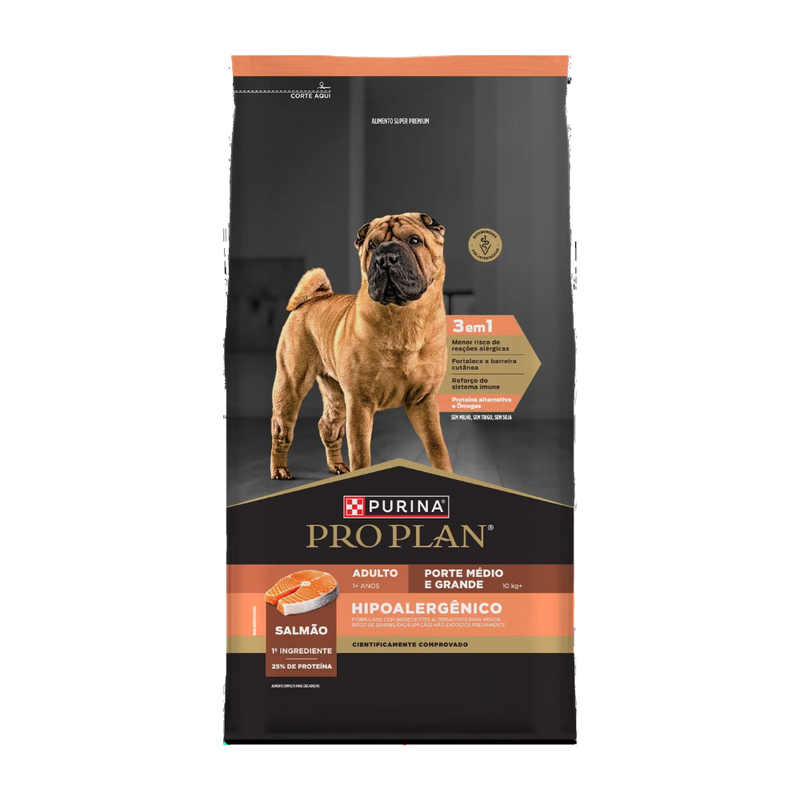 Ração Pro Plan Hipoalergênico para Cães Adultos Raças Médios e Grandes 10,1kg Nestlé Purina