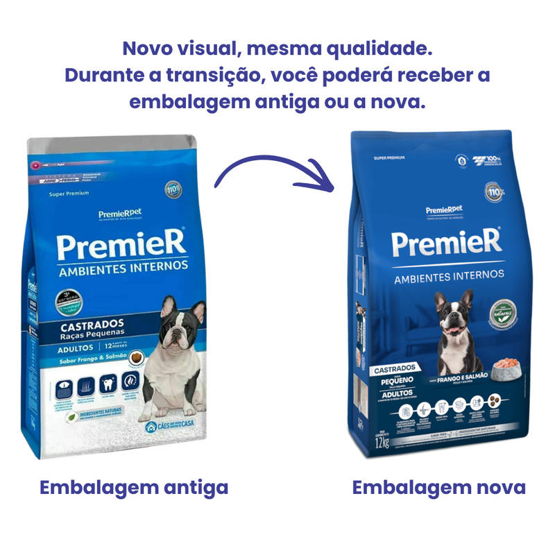 Ração Premier Ambientes Internos Cães Adultos Castrados 1kg