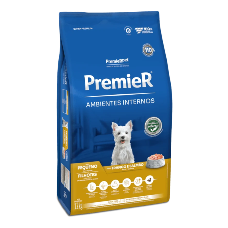 Ração Premier Ambientes Internos Cães Filhotes Raças Pequenas 12kg