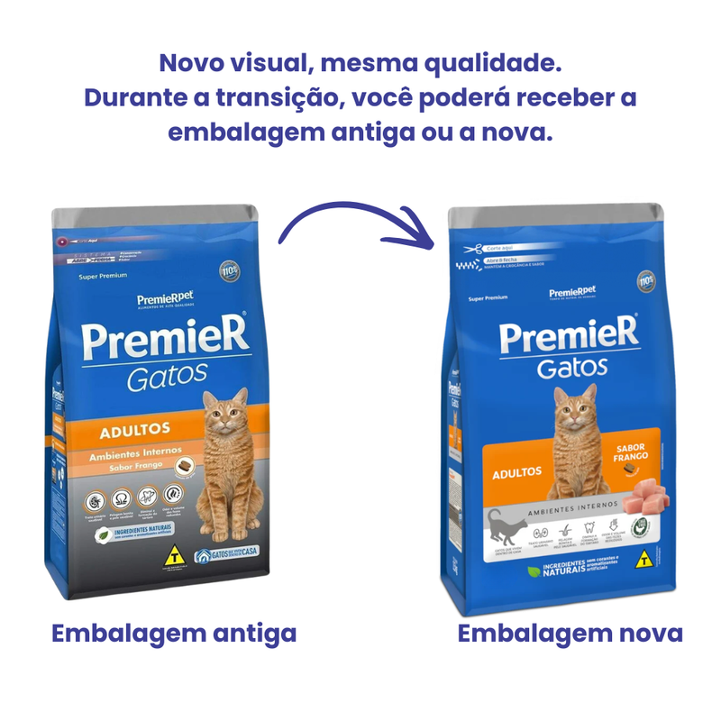Ração Premier Ambientes Internos Gatos Adultos Frango 7,5kg