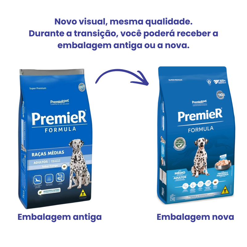 Ração Premier Formula Cães Adultos Raças Médias 15kg