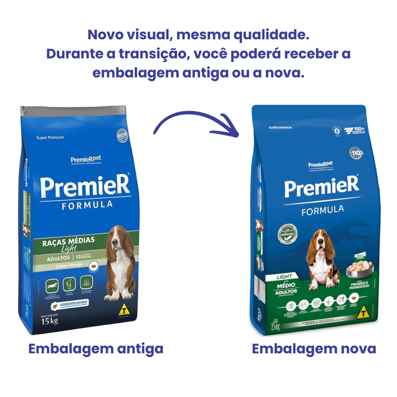 Ração Premier Formula Cães Adultos Light 15kg