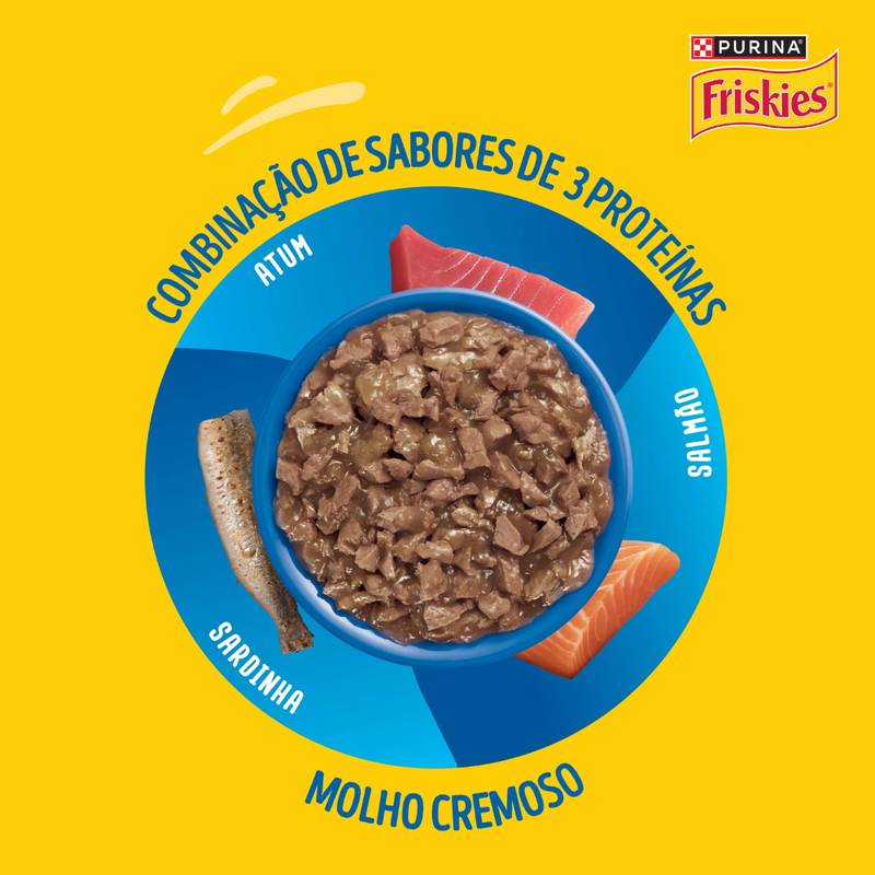 Alimento Úmido Sachê Friskies Gatos Adultos Mar de Sabores ao Molho 85g Nestlé Purina