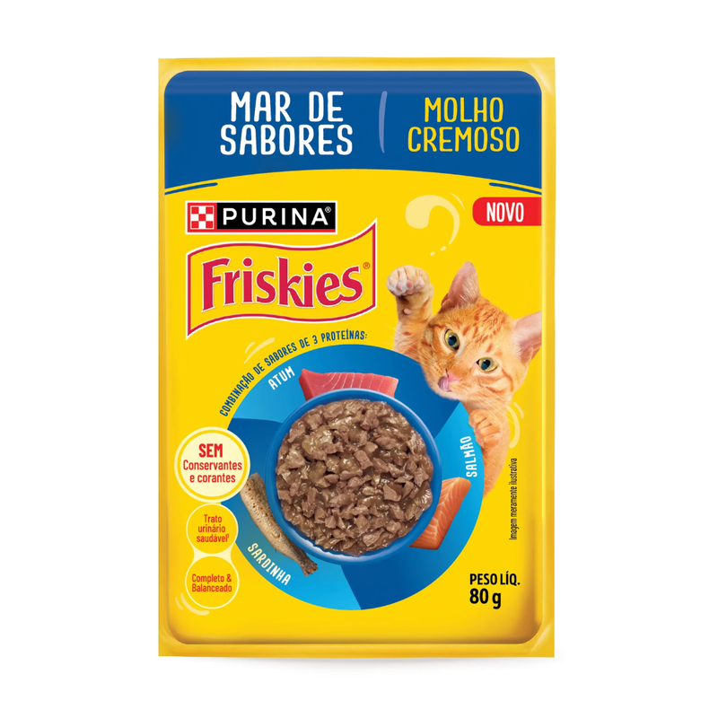 Alimento Úmido Sachê Friskies Gatos Adultos Mar de Sabores ao Molho 85g Nestlé Purina