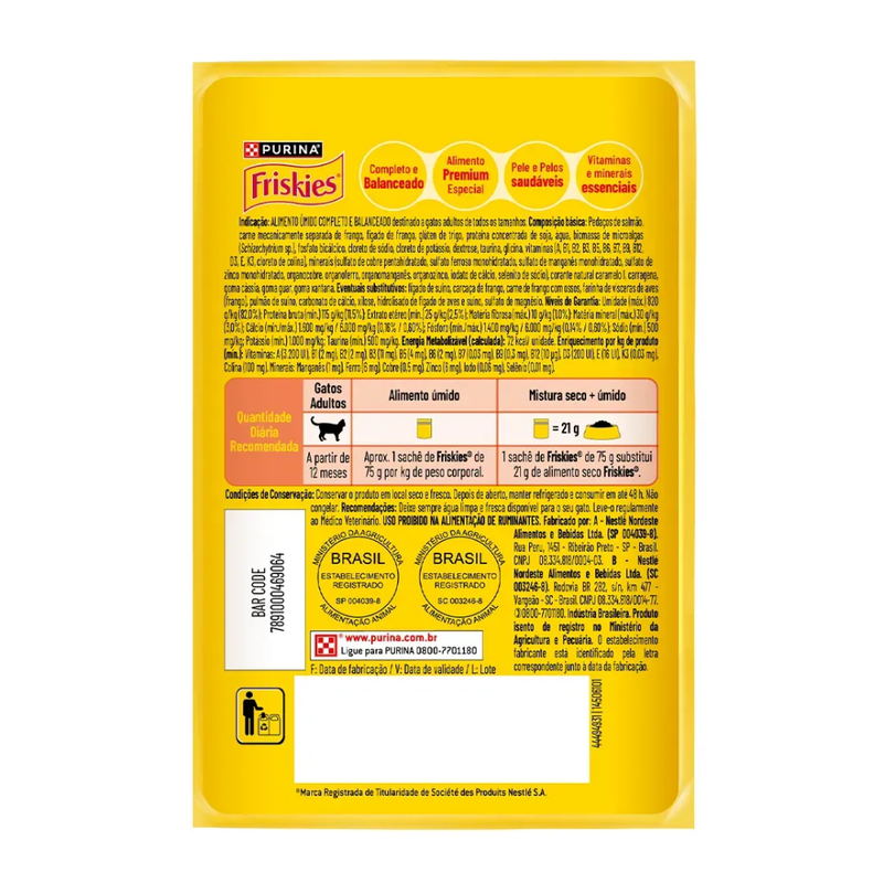 Alimento Úmido Sachê Friskies Sensações para Gatos Adultos Salmão Patê 85g Nestlé Purina